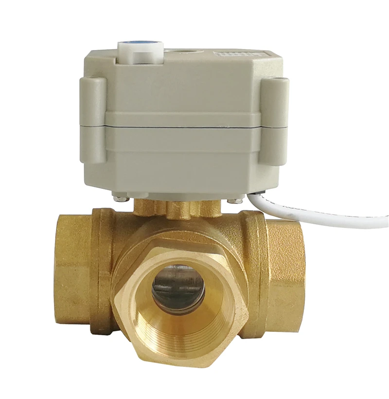 Imagem -02 - Elétrico Atuado Ball Valve Motorizada Válvula para Controle de Direção do Fluxo de Água l tipo t Bore Way ac dc 9v24v Fios Fios Pol Dentro