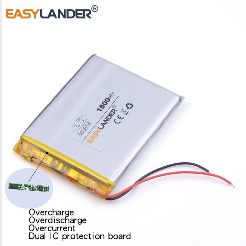 3,7V 1800mAh 505858   Bateria recarregável de polímero de íon-lítio de lítio