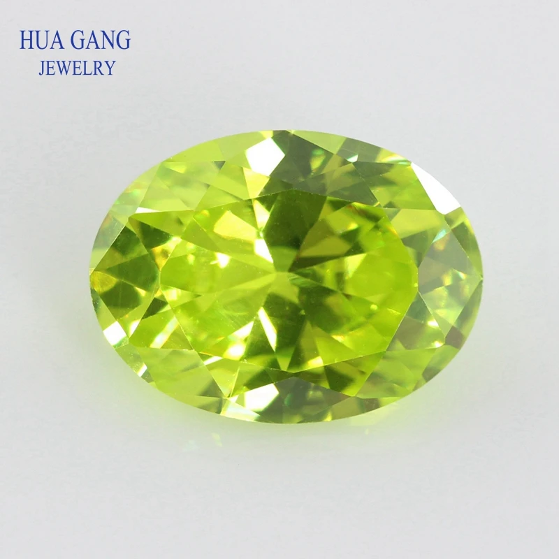 Size 2x3~15x20mm Oval Shape Cut 5A Apple Green CZ Stone Synthetic Gems Cubic Zirconia For Jewelry Wholesale