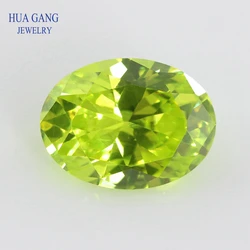 Size 2x3~15x20mm Oval Shape Cut 5A Apple Green CZ Stone Synthetic Gems Cubic Zirconia For Jewelry Wholesale