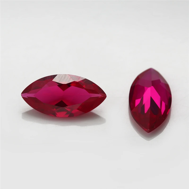 Synthetische Korund-Steine im Marquise-Schliff, rot, lose, 3x6mm-8x16mm 5 # 8 # Farbe für Schmuckherstellung – Detail 2
