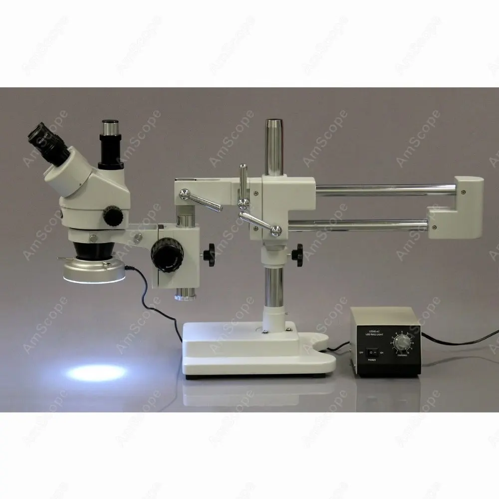 Trinocular  Stereo Microscope--AmScope Supplies 7X-45X Trinocular Zoom Stereo Microscope with Heavy-duty Metal 80-LED Ring Light