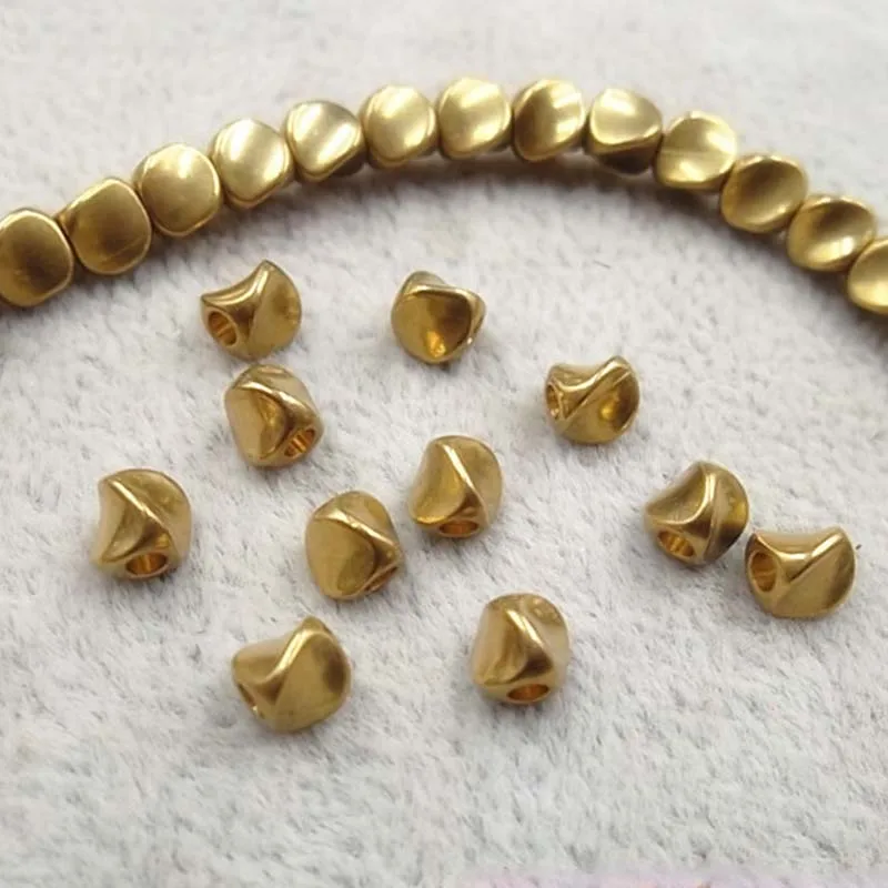 50pcs/lot Craft Irregular Loose Copper Beads 4.5mm Decoration Handmade Beading Spacer Findings DIY Jewelry Making For Women Men