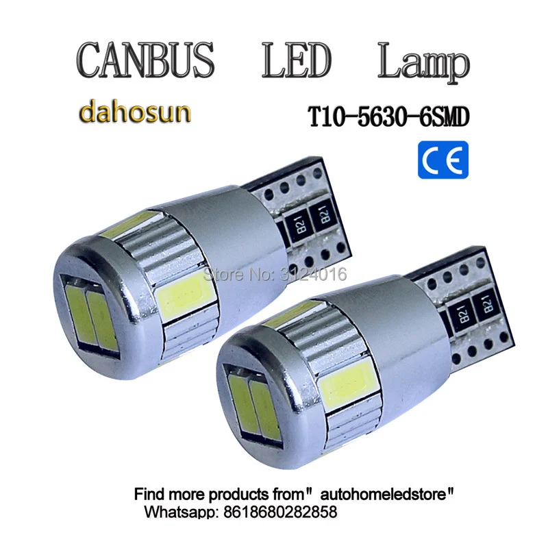 

2pc x dahosun canbus LED Samsung chip T10 168 W5W 194 6SMD5630 for Car interior roof reading dome light