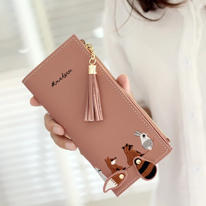 

Tassel 2019 Wallets Long Cartoon Animal Girls Coin Bags Women Key Wallets Children Cute Cartoon Mini Coin Purse for Girls Women