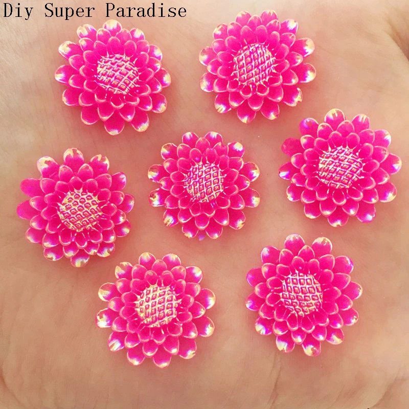 NEW 10PCS 20mm AB Resin Sunflower Stone Flatback Wedding Diy Design Resin Craft K40