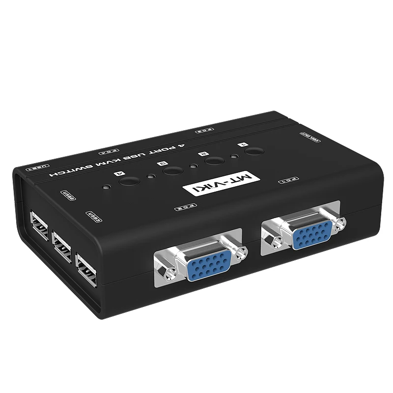 MT-VIKI 4 portas manual vga kvm switch com console usb e cabo original 1 conjunto de teclado & mouse controles 4 computador MT-460KL