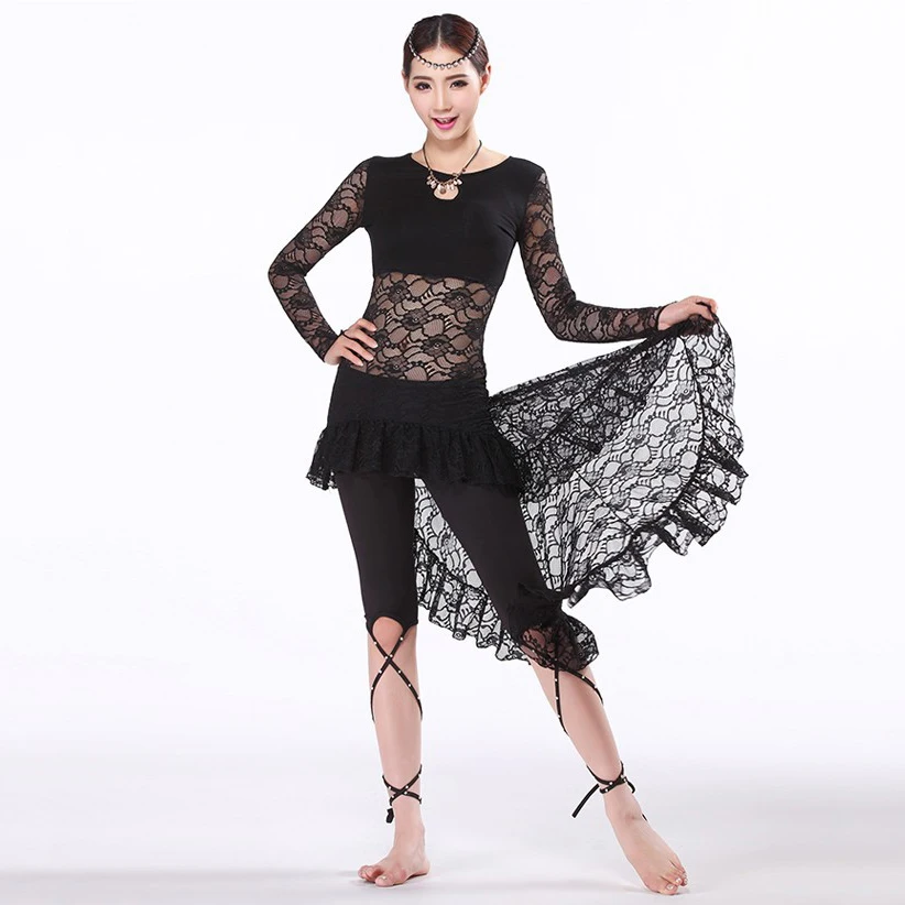 Promotion Belly Dance Clothes Women Ballroom Dance Dress Long Sleeves Bellydance Dresses Slim Dress