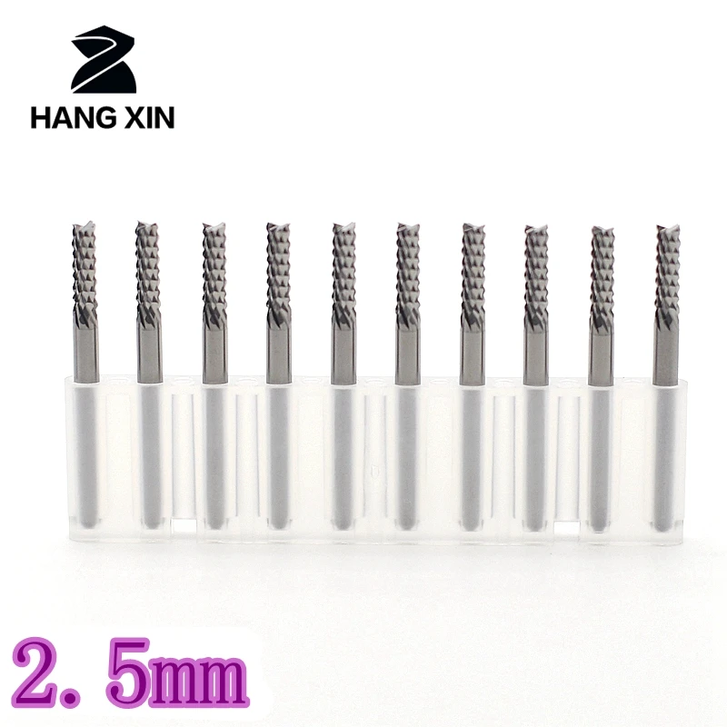 HANGXIN tungsten carbide left lower cut grass mold corn end mill 2.5mm 10PCS CNC wood router position metal cutting machine