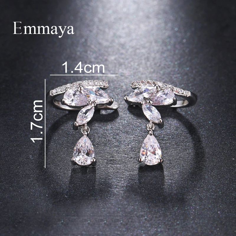 Emmaya Brand Fashion Simple AAA Zircon White Gold Color Originality Water Drop Pendant Earrings for Women Wedding Jewelry Gift