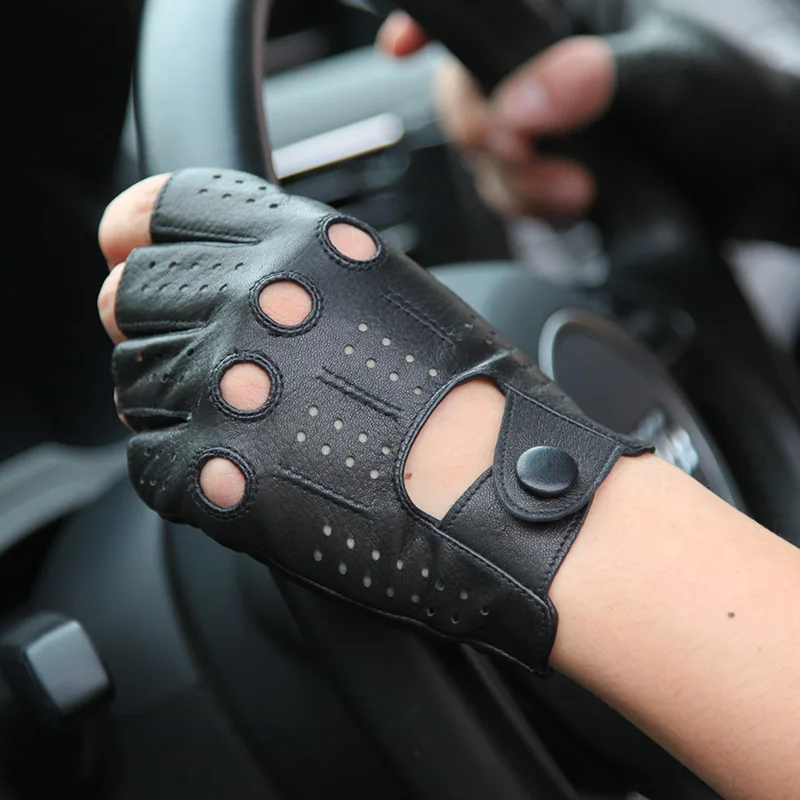 メンズセミフィンガーフィットネスグローブ-m046p-春夏-薄型-通気性-滑り止め-ブラック-おしゃれなトレーニンググローブ