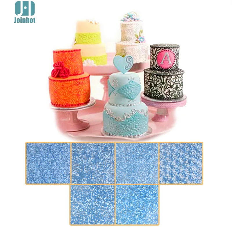 6PCS Transparent Texture Mat Cake border decorating Tools Cake Mold