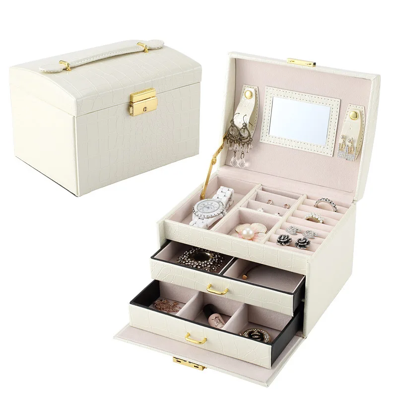 

Jewelry Packaging Box Casket Box For Jewelry Exquisite Makeup Case Jewelry Organizer Container Boxes Graduation Birthday Gift