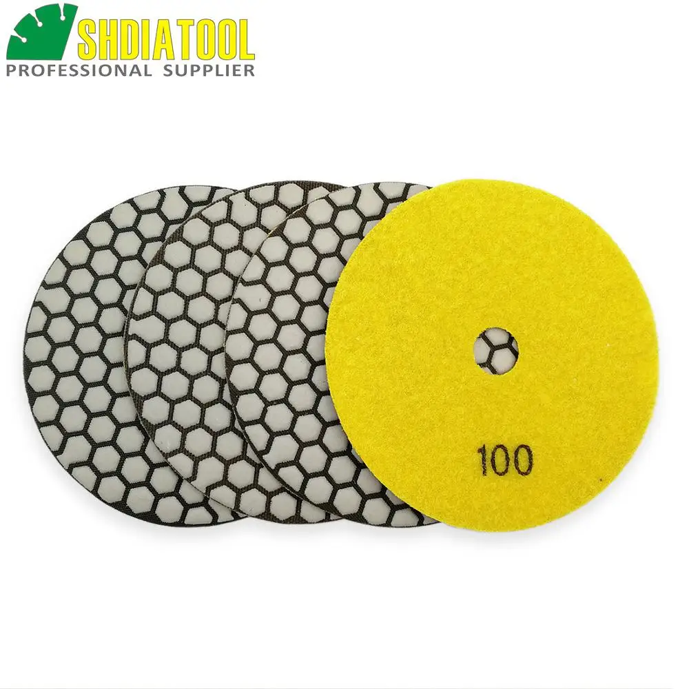 SHDIATOOL 4pcs Diamond Flexible Dry Polishing Pads 125mm/5\