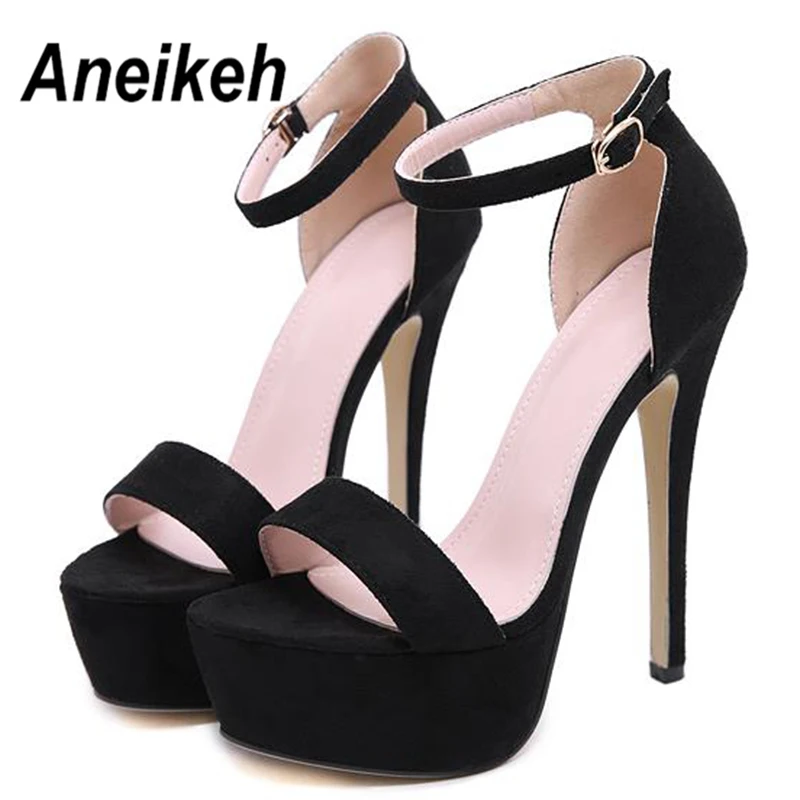 Aneikeh 2024 NEW High Heels Sandals Summer Sexy Ankle Strap Open Toe Party Dress 14CM Platform Gladiator Women Shoes Size 41 42