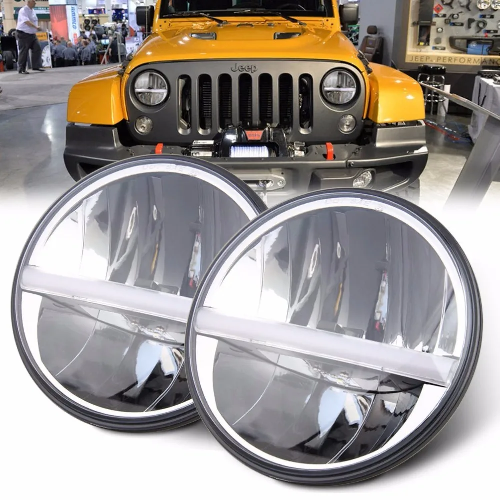 

7 inch Round 30W LED round Headlight Kit With H4 High Beam Low Beam for Jeep Wrangler