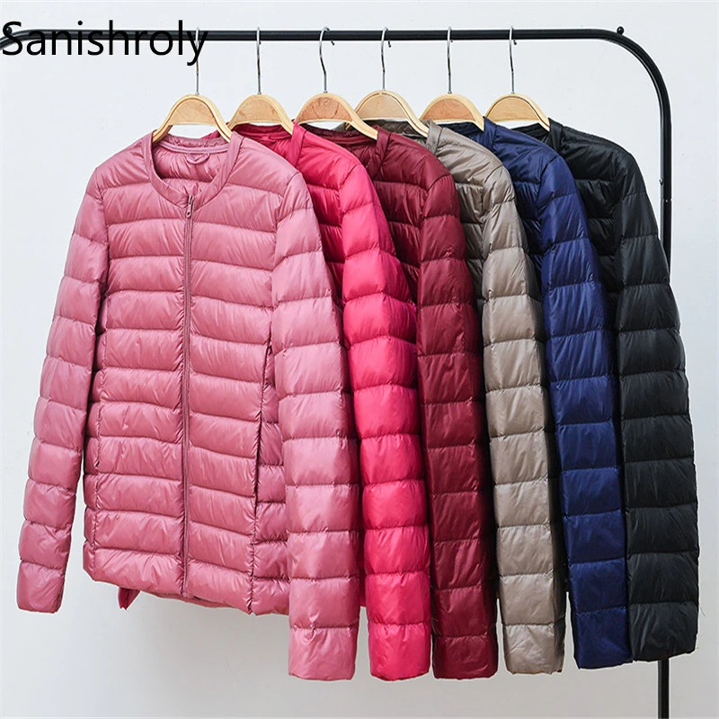 

Sanishroly 2018 Autumn Winter Women Short Tops Thin White Duck Down Jacket Ladies Ultra Light Down Coat Parka Plus Size 3XL S265