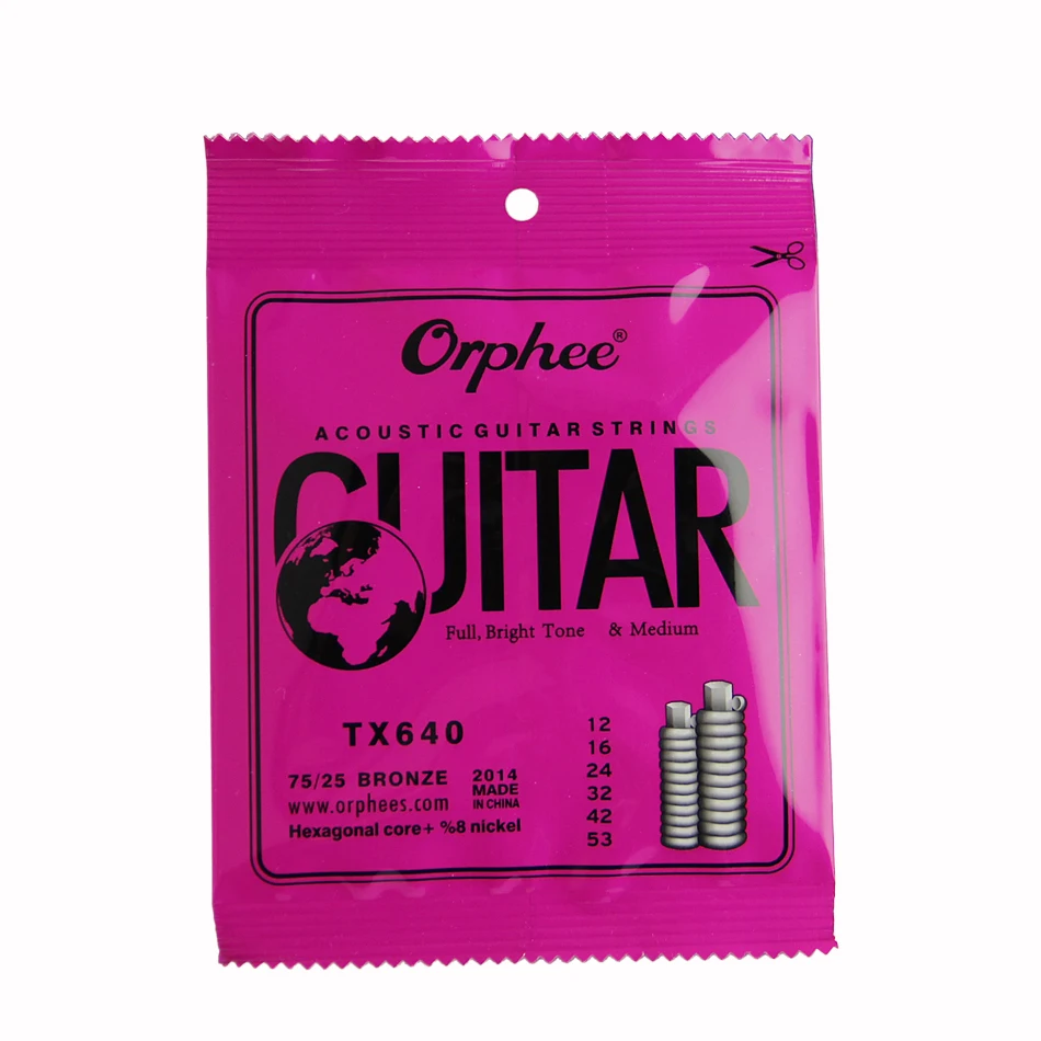 Orphee ACOUSTIC Guitar String  (012-053) Hexagonal core+8% nickel FULL,Bright tone&Medium