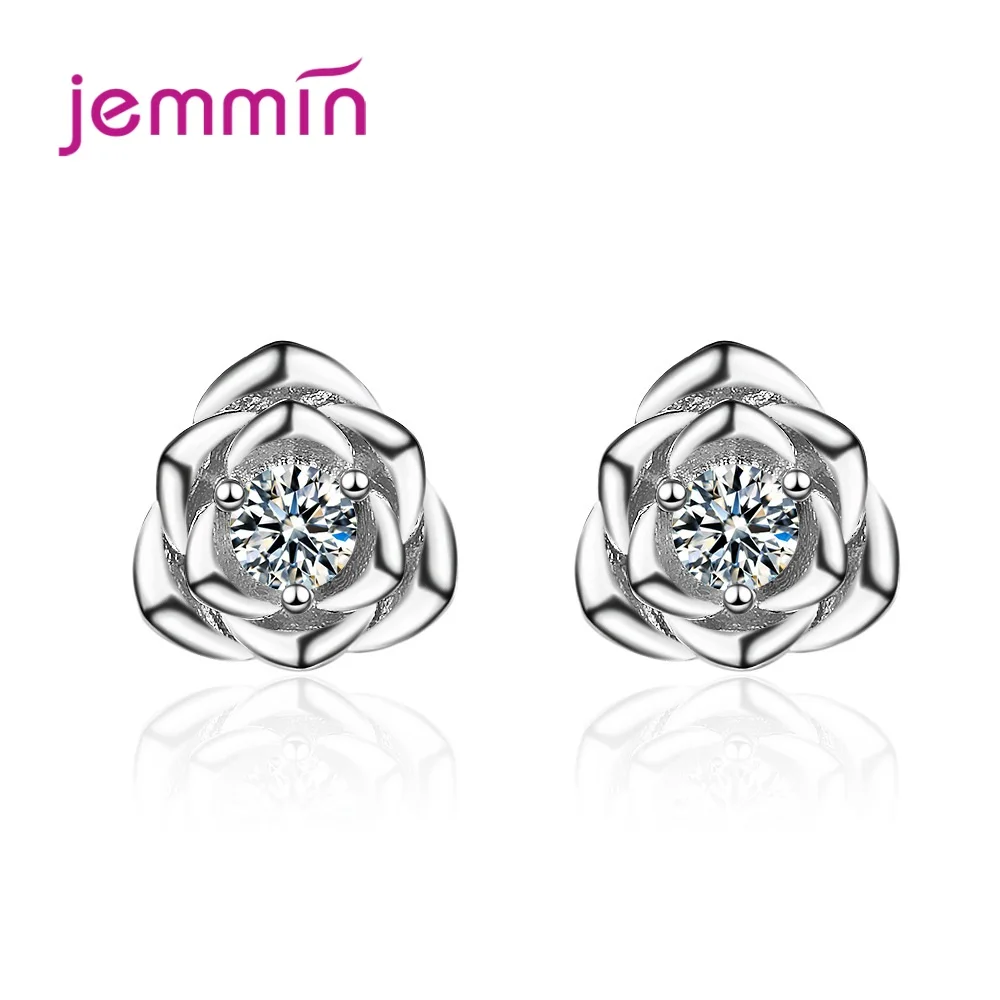 New Romantic Style Women Rose Shape Stud Earrings For Sale Free Shipping Wedding/Engagement Party Sweet Ear Nail