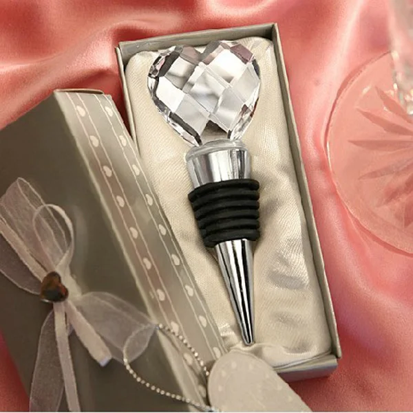 

200pcs Wedding Favors Creative Gifts Crystal Heart Alloy Red Wine Bottle Stopper Back Gifts for Guests Party Souvenir