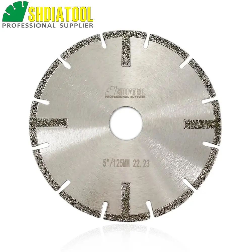 SHDIATOOL 2pcs Dia 125mm/5in Electroplated Diamond Cutting Discs Granite Marble Saw blade Both side reinforced Diamond Blade