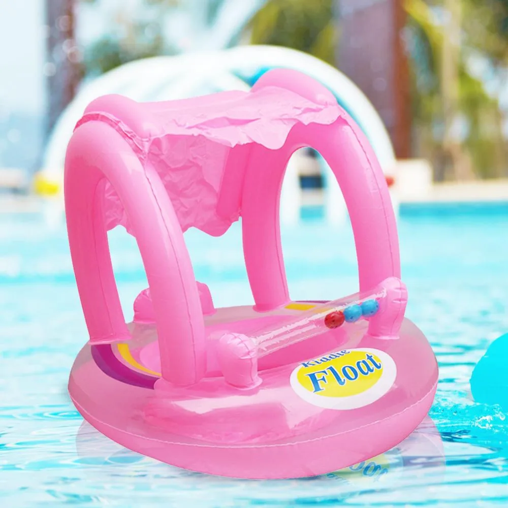 Safe Inflatable Baby Kids Swimming Ring PVC Infant Swimming Float Boat Adjustable Sunshade Seat Fun Swimming Pool Toys