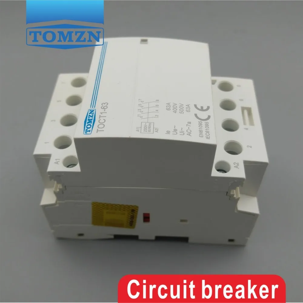 TOCT1 4P 63A 220V COIL 400V~ 50/60HZ Din rail Household ac Modular contactor 4NO