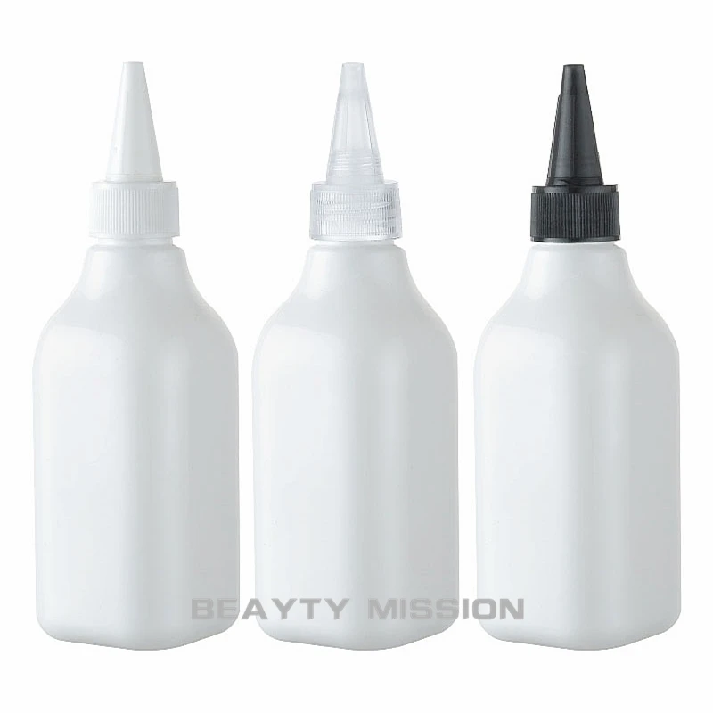 

BEAUTY MISSION 200ML White Plastic Bottle With Pointed Mouth Cap , 200CC Cosmetic Water Skin Care Bottle , Makeup Sub-bottling