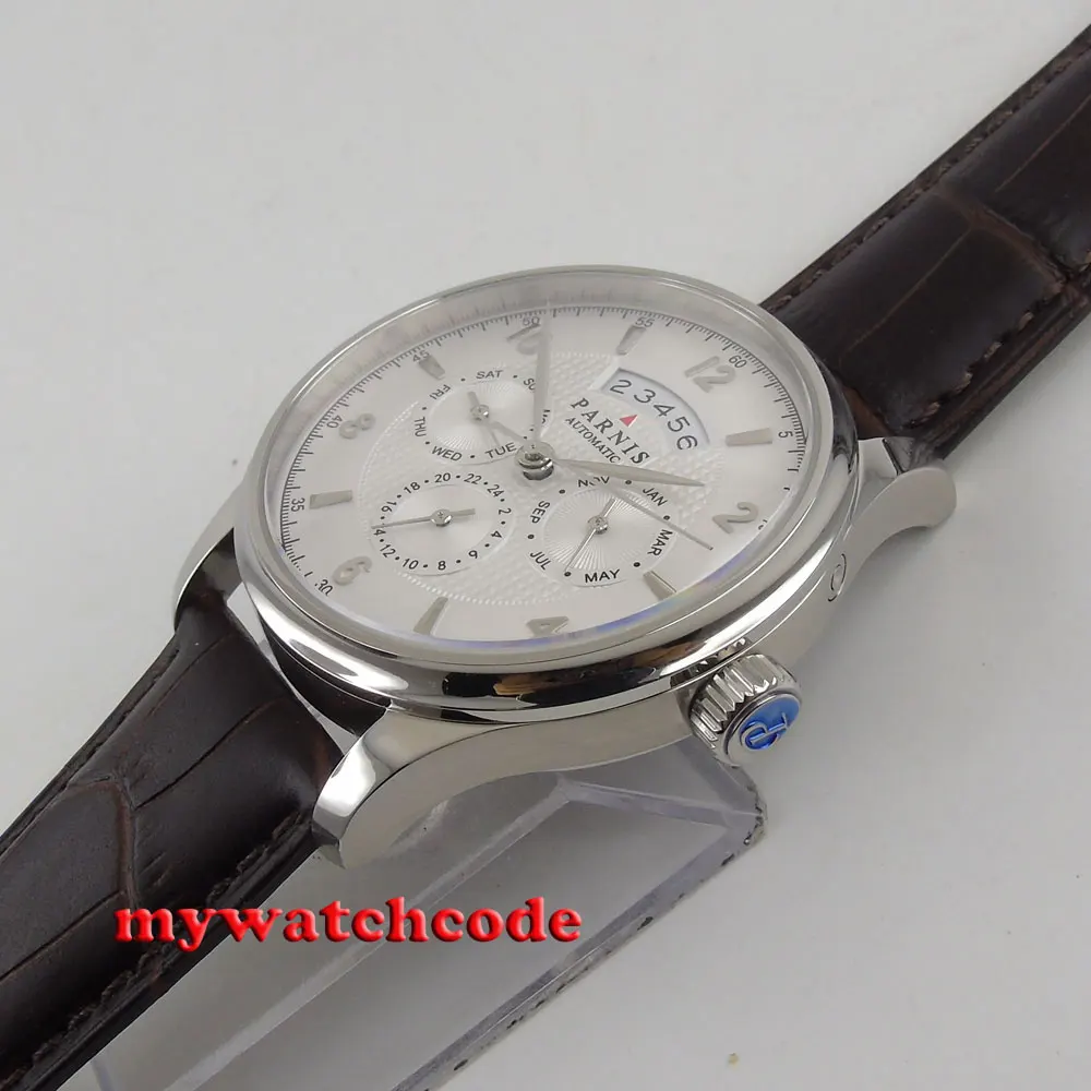 42mm parnis withe dial Sapphire Glass miyota 9100 Automatic mens Watch 666B