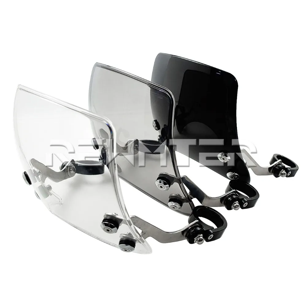 Motorcycle Adjustable Windscreen Custom Compact Sport Wind Deflector Windshield 39-41mm For Harley Sportster XL883 XL1200 04-22