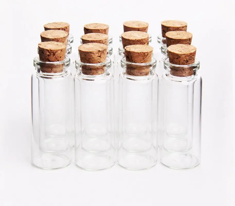 500 x 14ML Clear Small Cute Mini Cork Stopper Glass Jars Containers Mini Wishing Bottle Glass Craft