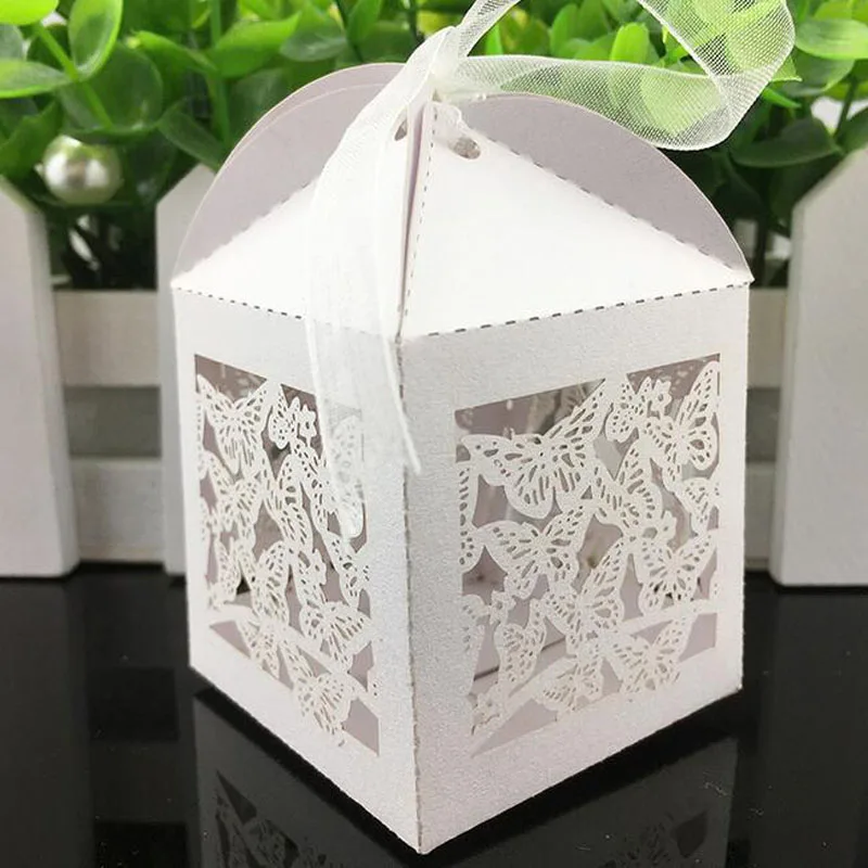 50Pcs Butterfly Hollow Laser Cut Candy Box Wedding Favors And Gifts Baby Shower Chocolate Box For Party Decoration Supplies