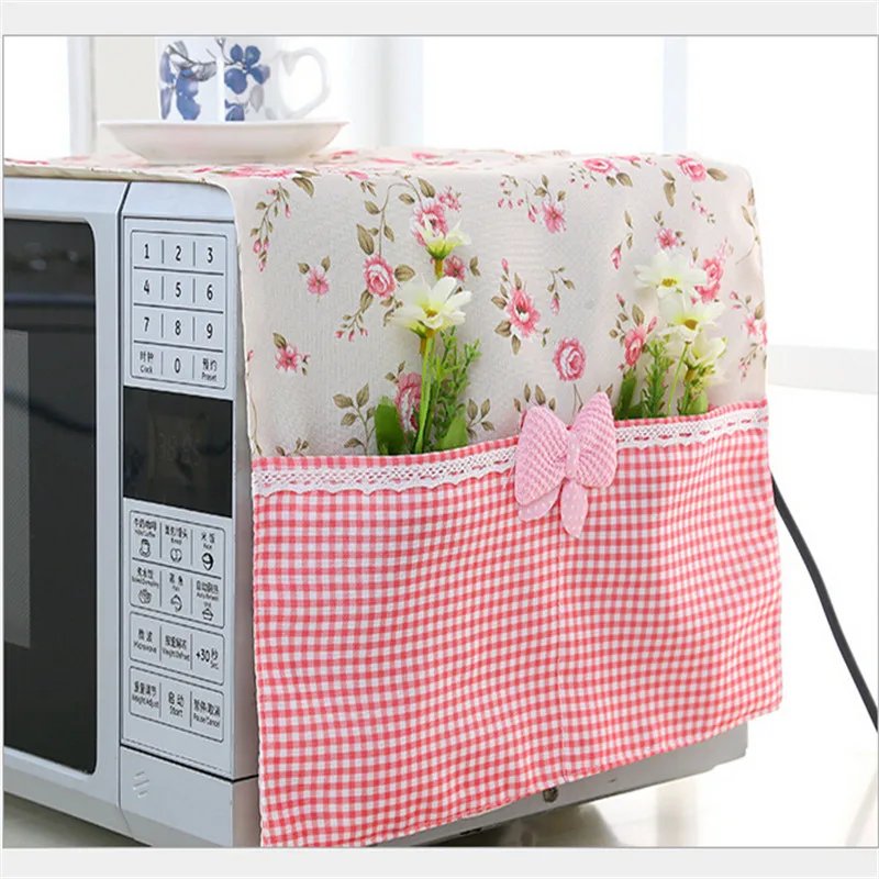 1pcs 98*32cm small flower Cotton Dust Cover Microwave Cover Microwave Oven Hood Microwave Cover With Storage Bag