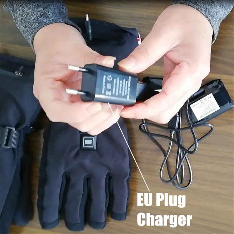 Smart Touch Screen Electric Heated Gloves,Outdoor Sport Skiing Gloves 5 Finger&Hand Back Li-Battery Self Heating 3 Gear Switch