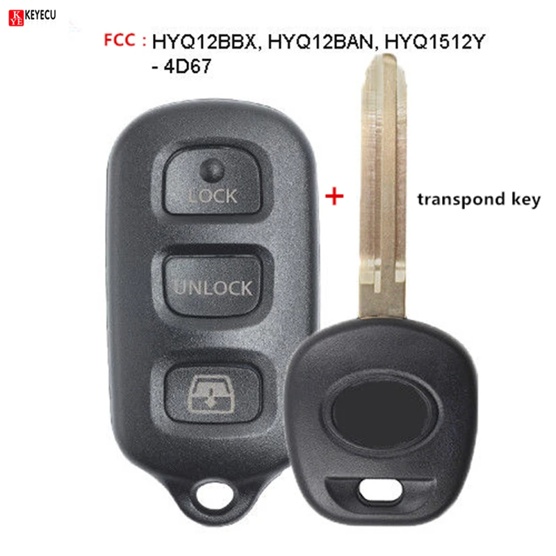 Keyecu Replacement Remote Key Set for Toyota 2003 2004 2005 2006 2007 2008 2009 4Runner , 2003-2008 Sequoia FCC:HYQ12BBX