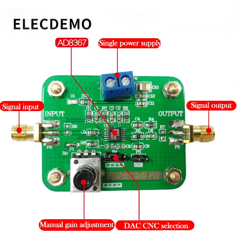 AD8367 Module Authentic Guarantee 500MHz 45dB Linear Variable Gain Amplifier function demo board