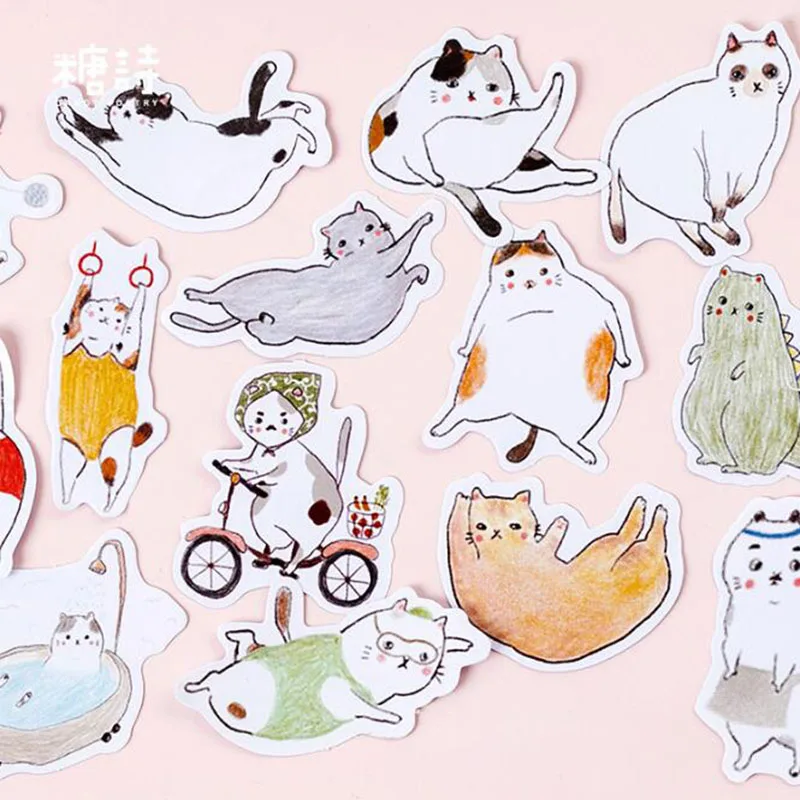 

Cute Stickers Kawaii Fat Cat Daily Creative Mobile Sticker Stationery Decor DIY Scrapbook Diary Stick Office School Supplies