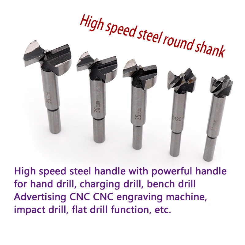5pcs/Set 15-35mm Round Shank Hinge Hole Saw Cutter Wood Center Forstner Drill Bits  for Woodworking Power Tools accessories