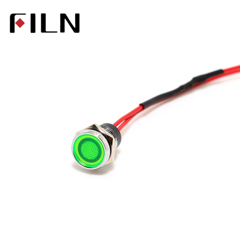 FILN 8mm FL1M-8FW-3 red yellow blue green white 6v 12v 110v 24v 220v led metal pilot lamp with 20cm cable