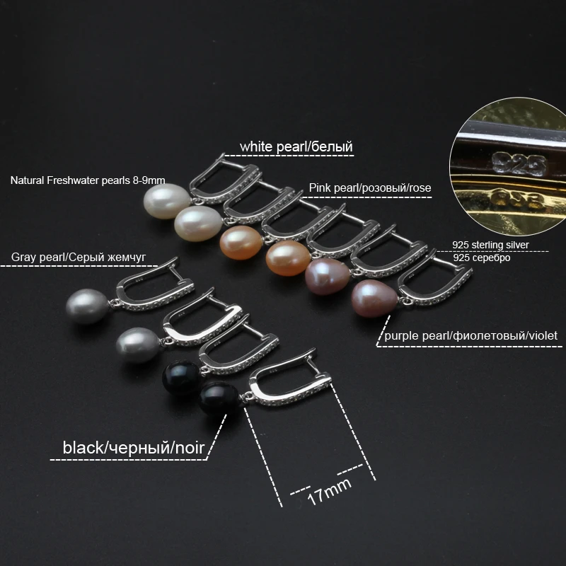 YouNoble Ohrringe aus echtem Silber 925, Perlen, Hochzeit, natürliche Süßwasserperlen, Tropfenohrringe, Geburtstagsgeschenk, Tochter, Rosa, Weiß – Detail 1