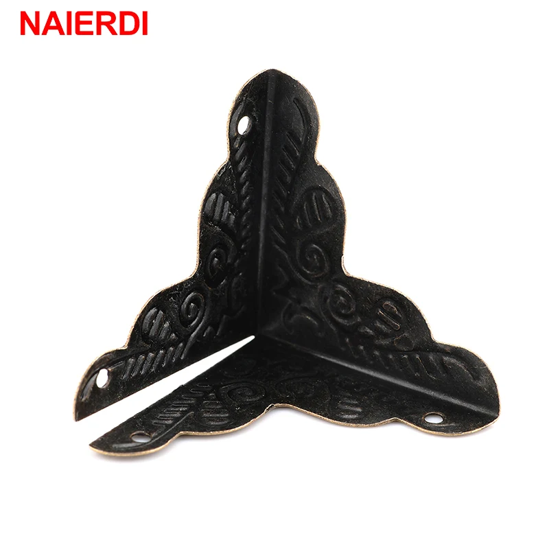 NAIERDI 30PCS Luggage Case Box Corners Brackets For Furniture Decorative Triangle Rattan Carved Decorative Corner Protector