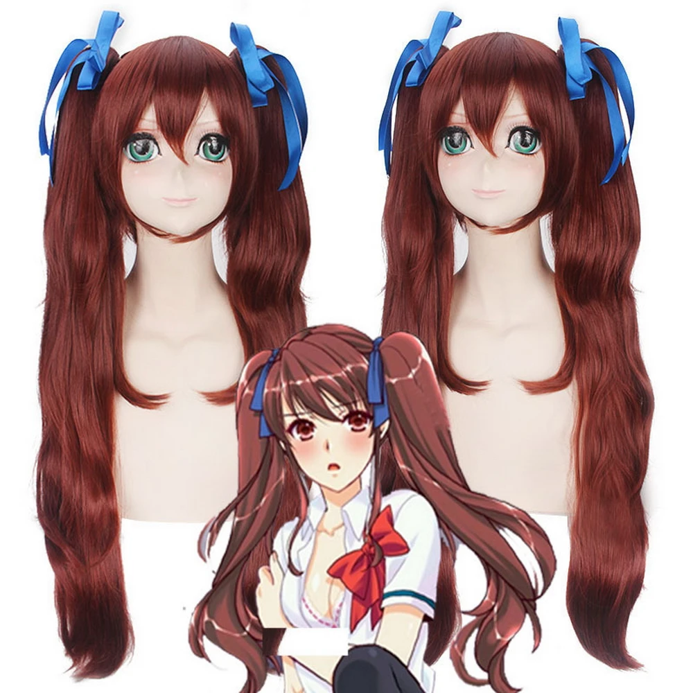 Fate Stay Night Tohsaka Rin Long Wavy Brown Cosplay Wig With Double Ponytails Another Akazawa Izumi Costume Synthetic Hair Wigs