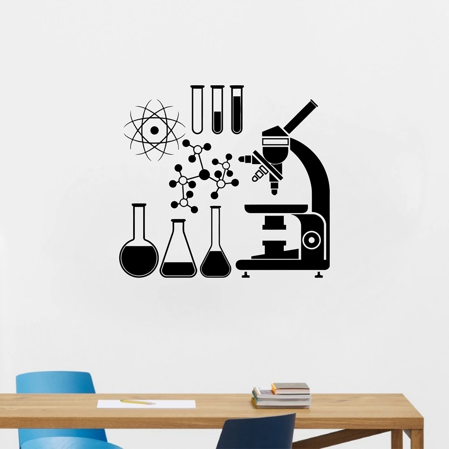 Microscope Science Scientist Chemistry Vinyl Wall Sticker School laboratory Wall Art Mural Decals Decor