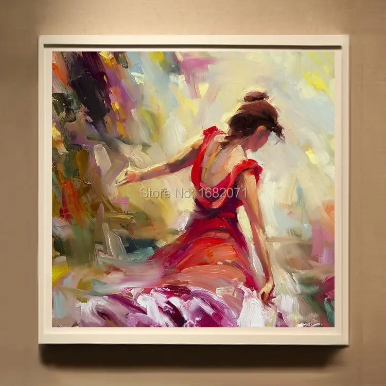 Professional Artist Hand-painted High Quality Abstract Dancer Lady Dancing Oil Painting Beautiful Spanish Dancer Canvas Painting