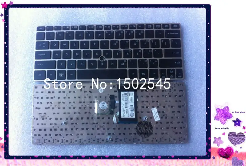 original laptop US keyboard for HP EliteBook 2560P 2570P US keyboard with silver frame with fingers