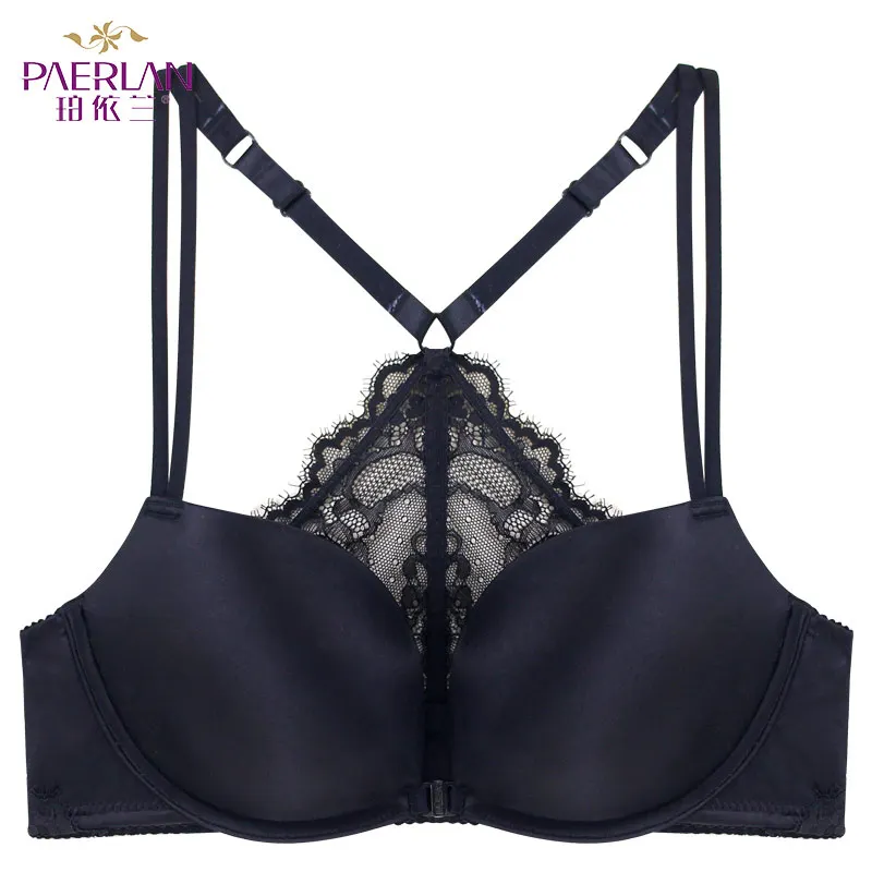 PAERLAN Push Up Seamless Bras Wire Free Women Bra Lace Beauty Back Summer Small Front Closure Sexy Backless Underwear 5/8 Cup