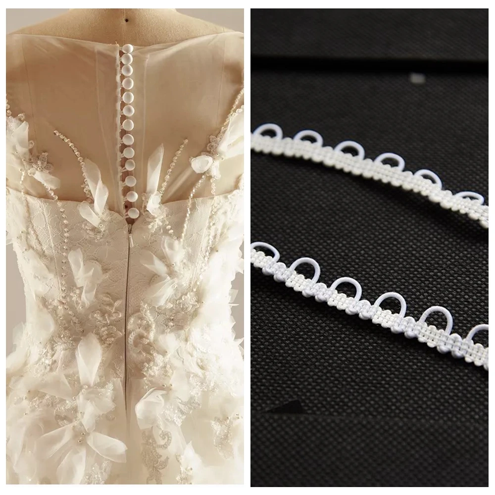 

100yards/lot wedding dress back button DIY accessories buttonhole clothing lopps accesories 1.5cm