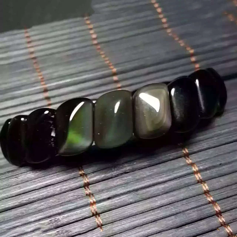 JoursNeige Natural AAA Rainbow Eye Stone Black Obsidian Bracelets Fine Caving S Shape Hand Row Jewelry Amulet Bracelets