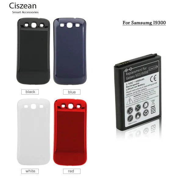 4300mAh Extended Battery + Back Cover For Samsung Galaxy S3 III S 3 i9300 I9308 I9305 L710 i747 i535 R530 T999 M440S batteries