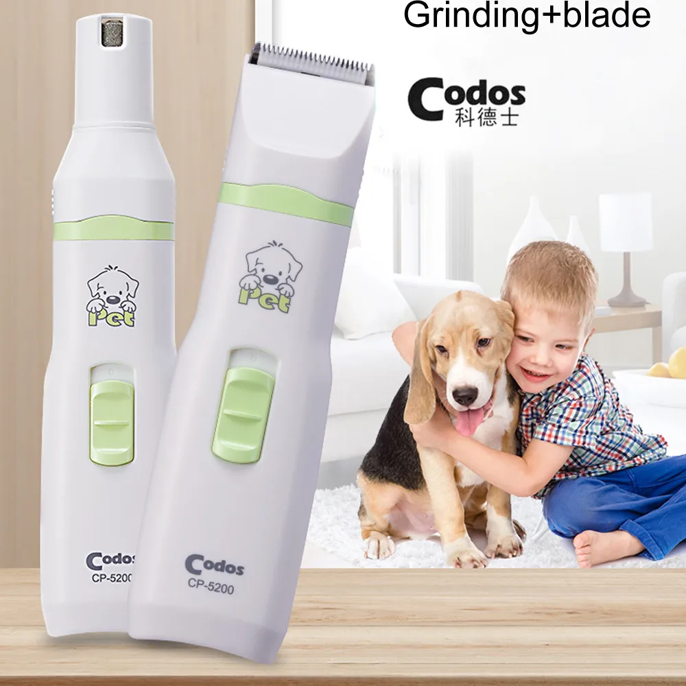 2 in 1 Pet Dog Cat Hair Trimmer Paw Nail Grinder Grooming Clippers Nail Cutter Hair Cutting Machine CP-5200